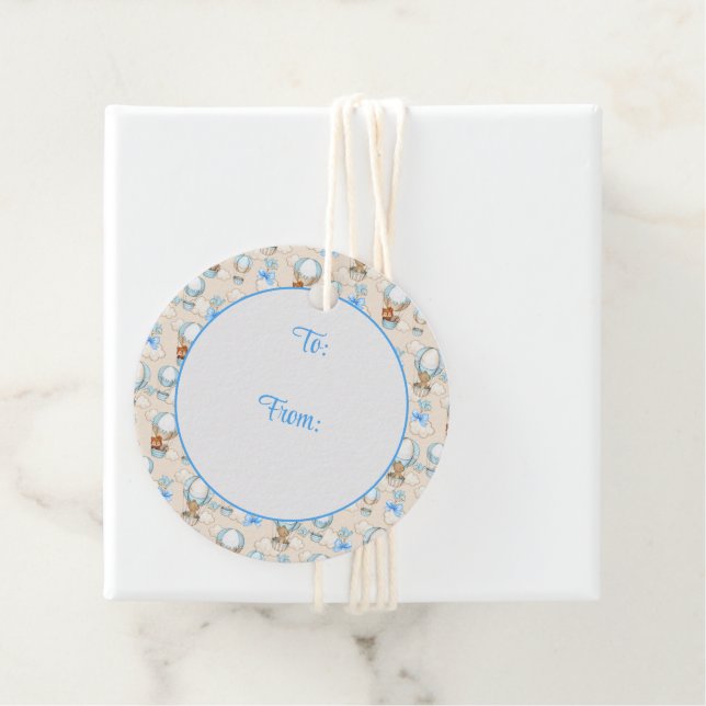 Baby Shower Boy Blue Geschenkanhänger (Beispiel)