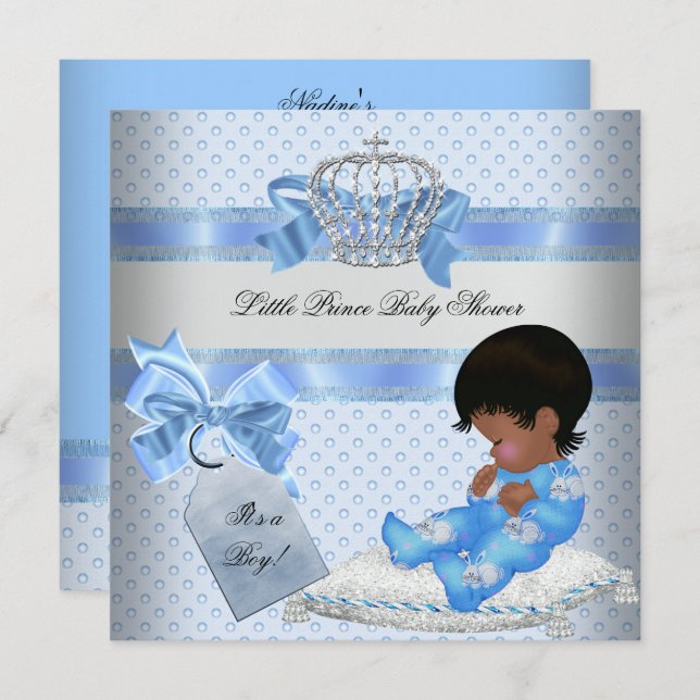 Baby Shower Boy Blue Little Prince Bunnies Einladung (Vorne/Hinten)