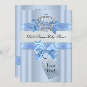 Baby Shower Boy Blue Little Prince Crown 5 x 7 Einladung