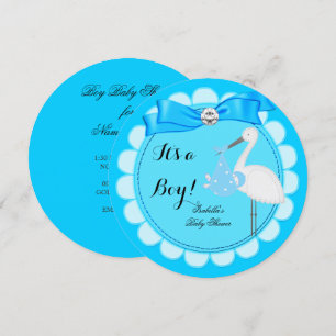 Baby Shower Boy Blue Niedlich Blue Boy Stork Einladung