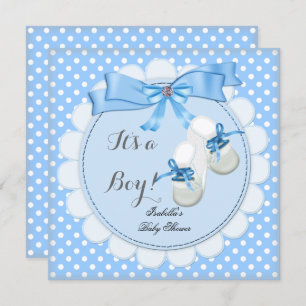 Baby Shower Boy Blue Niedlich Blue Hinterns Schuhe Einladung