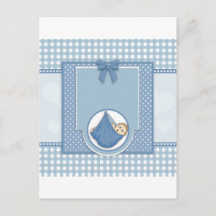 Baby Shower Boy Blue Pattern Party Kinderzimmer Ar Einladungspostkarte