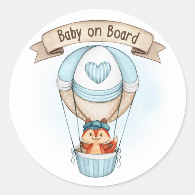 Baby Shower Boy Blue Runder Aufkleber (Vorderseite)