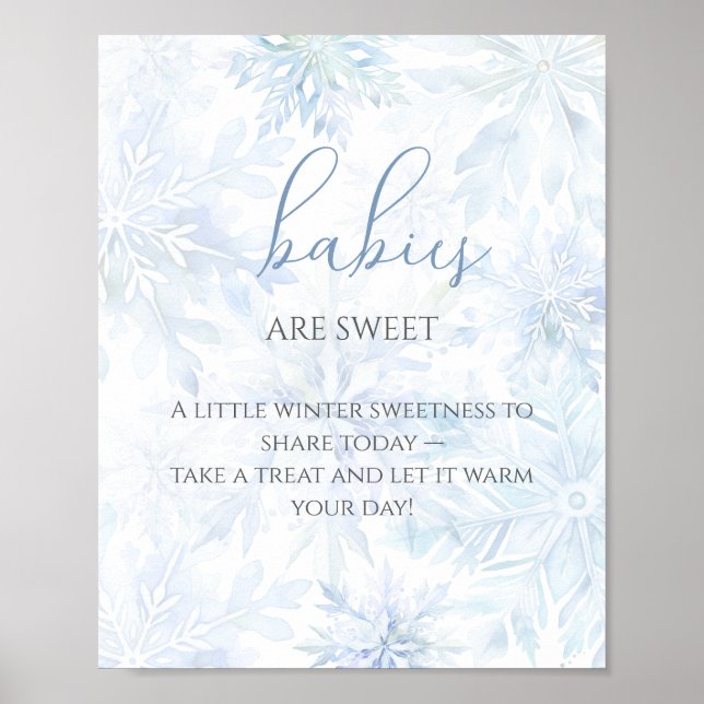 Baby Shower Boy Blue Snowflake Babies are Sweet  Poster (Vorne)