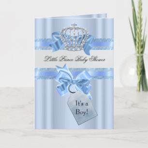 Baby Shower Boy Blue White Prince Crown Einladung
