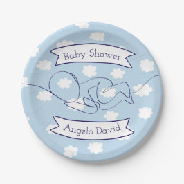 Baby Shower Boy Cloud Thema Blue Sky Pappteller