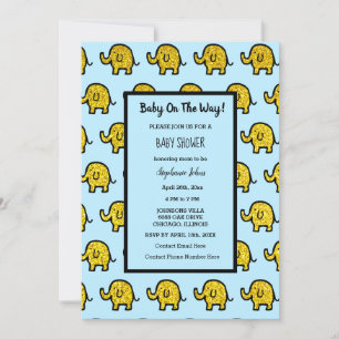 Baby Shower Boy Girl Elephant Animal Gold Glitzer Einladung