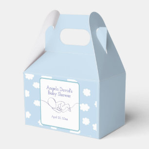 Baby Shower Boy Line Art mit Blue Sky und Wolken Geschenkschachtel