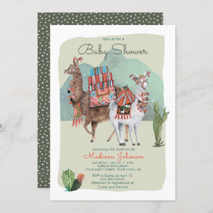 Baby Shower Boy Llamas & Cactus Aufforderungen Einladung