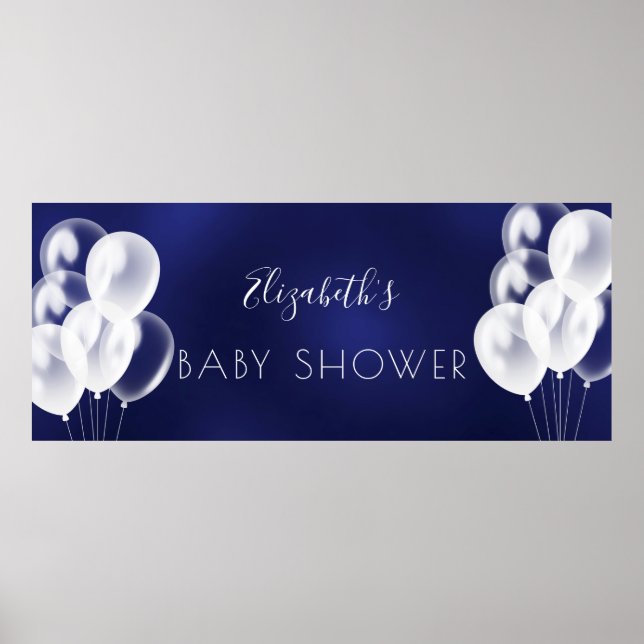 Baby Shower Boy Marineblügel Name Poster (Vorne)