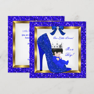Baby Shower Boy Prince Royal Blue Shoe Einladung