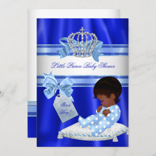 Baby Shower Boy Royal Blue Little Prince Ethnic Einladung