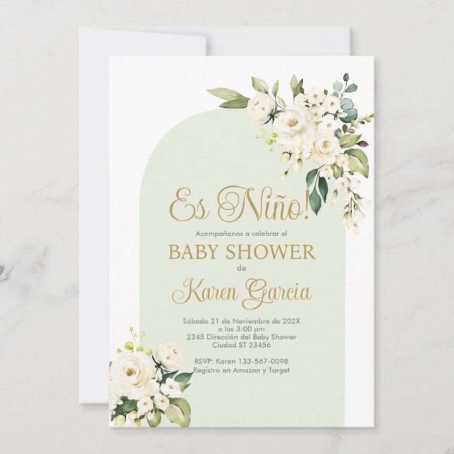 Baby Shower Boy Spanische Einladung (Vorderseite)