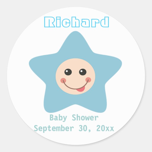 Baby Shower Boy Sticker Einladung (Vorderseite)
