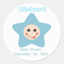 Baby Shower Boy Sticker Einladung