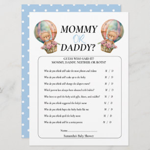 Baby Shower Boy Teddy Mommy Daddy Balloon Blue Einladung