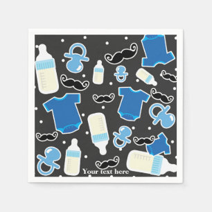 Baby Shower Boy Things Blue & Gray Modernes Party Serviette