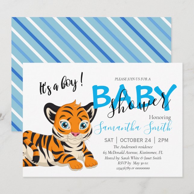Baby Shower Boy tiger Ankündigung (Vorne/Hinten)