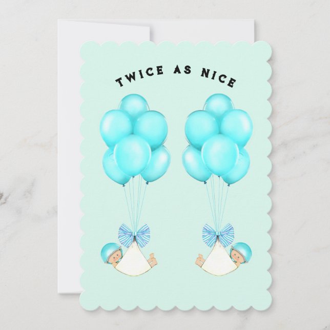Baby Shower Boy Twins Einladung (Vorderseite)