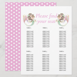 Baby Shower Braun Meerjungfrau Rosa Tischkarte Einladung