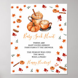 Baby Shower Brew Pumpkin Spice Baby Sock Hunt Poster