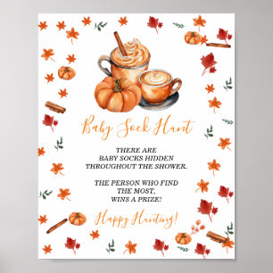 Baby Shower Brew Pumpkin Spice Baby Sock Hunt Poster