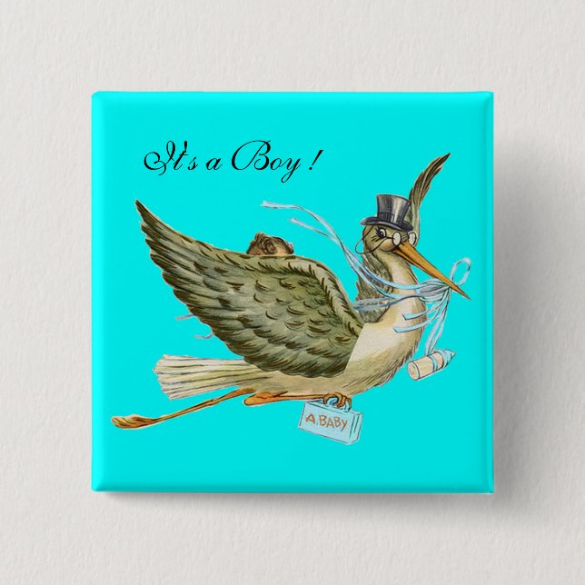 BABY SHOWER Bright Blue " It's a Boy" Button (Vorderseite)