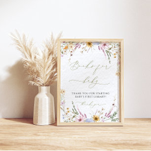 Baby-Shower-Buch für Baby Boho Wildblumen Poster