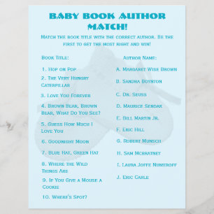 Baby-Shower-Buch-Zuordnungsspiel Flyer