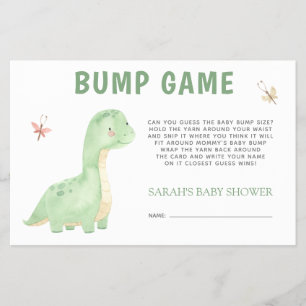 Baby Shower Bump Game Niedlich Green Dinosaurier Flyer