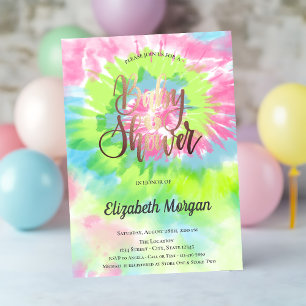 Baby Shower Buntes Tiedye-Muster Einladung