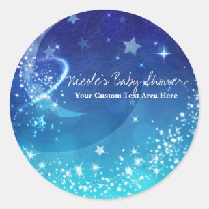 Baby Shower Celestial Moon Sparkle Sky Custom Runder Aufkleber