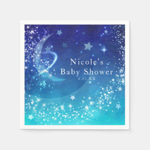 Baby Shower Celestial Moon Sparkle Sky Custom Serviette