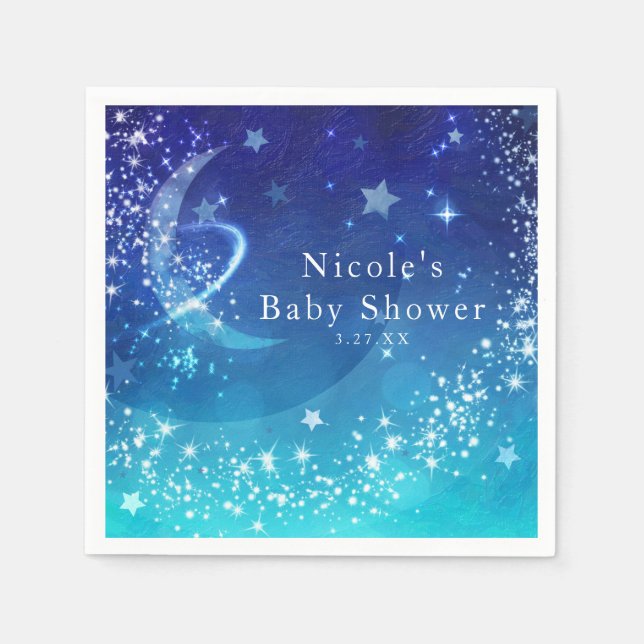 Baby Shower Celestial Moon Sparkle Sky Custom Serviette (Vorderseite)
