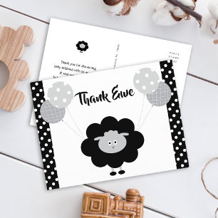 Baby-Shower Chic Cute Schwarz & Weiß Lamm Dankesch Postkarte