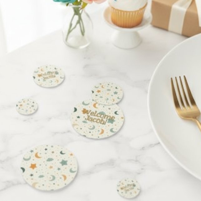 Baby Shower Confetti Boho Moon Stars Theme Konfetti (Boho Baby shower table confetti)