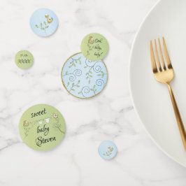 Baby Shower Confetti Gold Blue Birds Konfetti