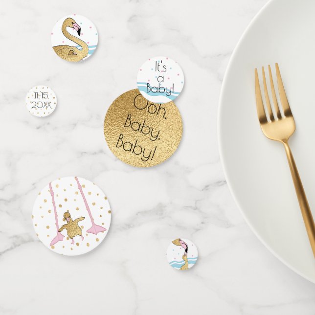 Baby Shower Confetti Gold Mommy N Baby Flamingo Konfetti (Gruppe)
