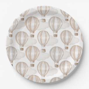 Baby-Shower-Creme-Heißluftballons Geschlechtsneutr Pappteller