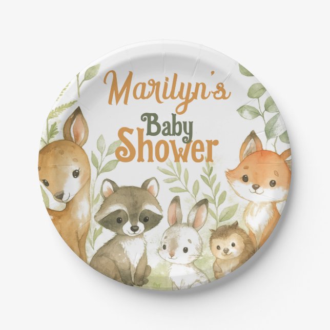 Baby Shower Cute Baby Animals Pappteller (Vorderseite)