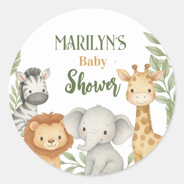 Baby Shower Cute Baby Animals Runder Aufkleber (Vorderseite)
