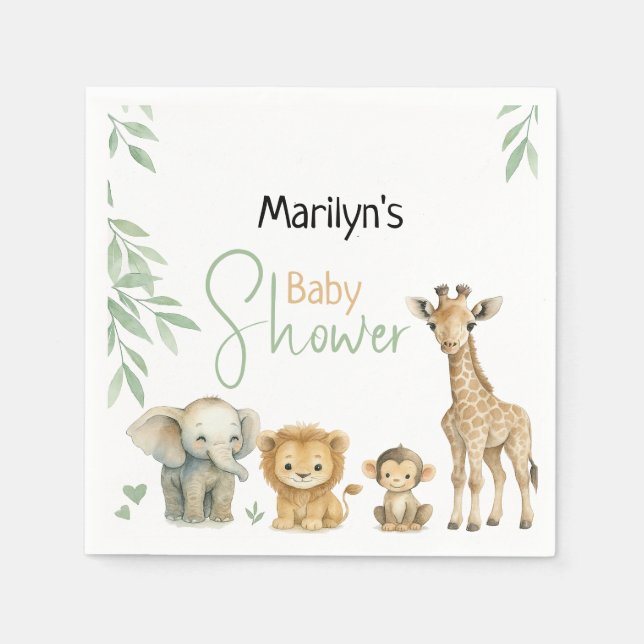 Baby Shower Cute Baby Animals Serviette (Vorderseite)