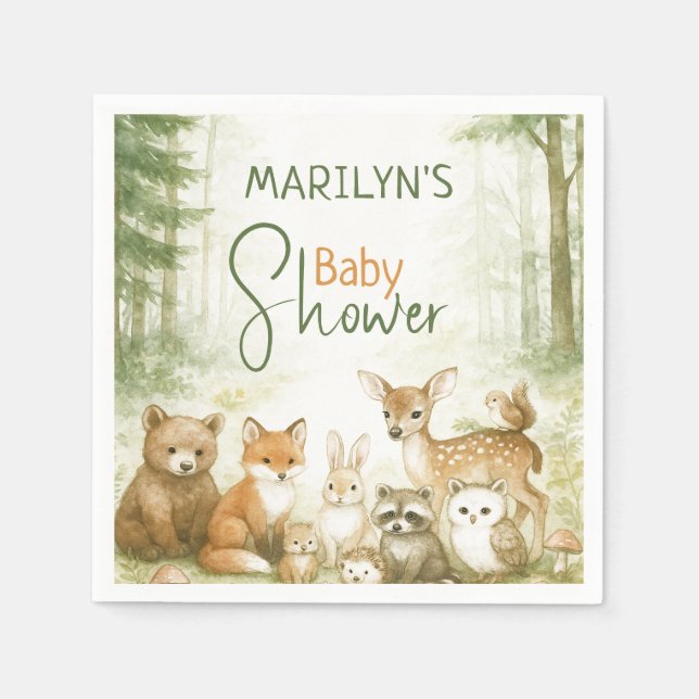 Baby Shower Cute Baby Animals Serviette (Vorderseite)