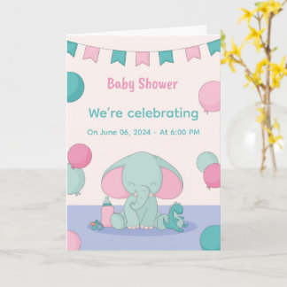 Baby Shower Cute Elephants Invitations Karte