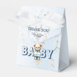 Baby Shower Cute Teddy Bear Blue Floral Beautiful Geschenkschachtel