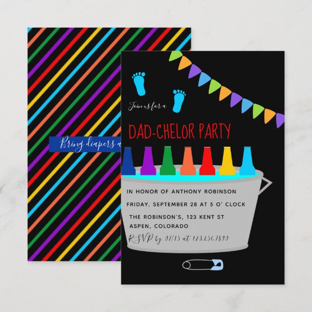 Baby Shower Dadchelor Beer Keg Party Einladung (Vorne/Hinten)