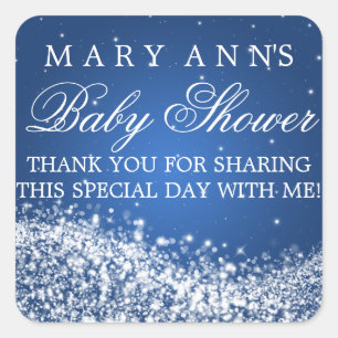 Baby Shower Danke, dass Sie sparkling Wave Blue Quadratischer Aufkleber