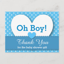 BABY SHOWER DANKE IHNEN Polka Dot V08 BLAUE Postkarte