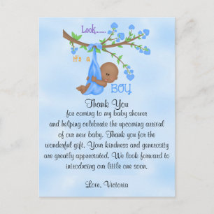 Baby Shower Danke-Jungen Ethnisch Postkarte