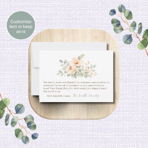 Baby Shower Dankeskarten Aquarell Blumen Mitteilungskarte